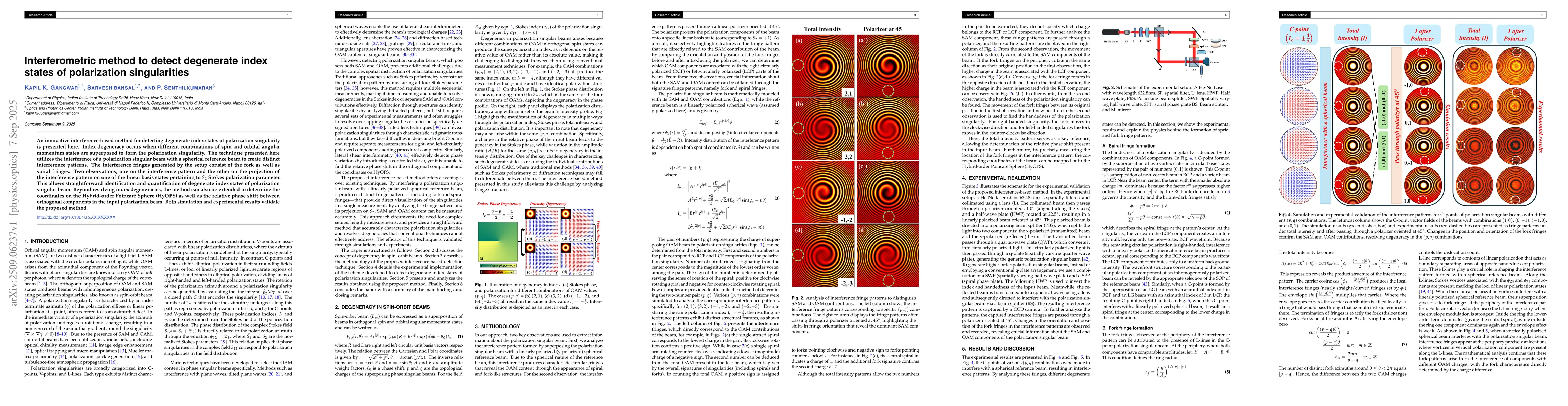 Thumbnail for Interferometric method to detect degenerate index states of polarization
  singularities