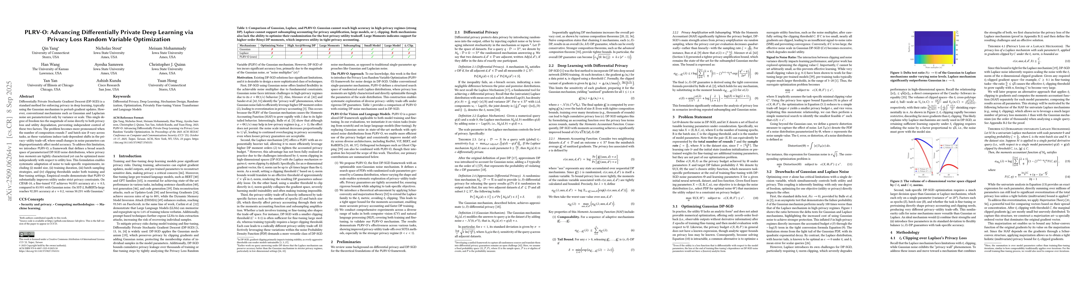 Thumbnail for PLRV-O: Advancing Differentially Private Deep Learning via Privacy Loss
  Random Variable Optimization