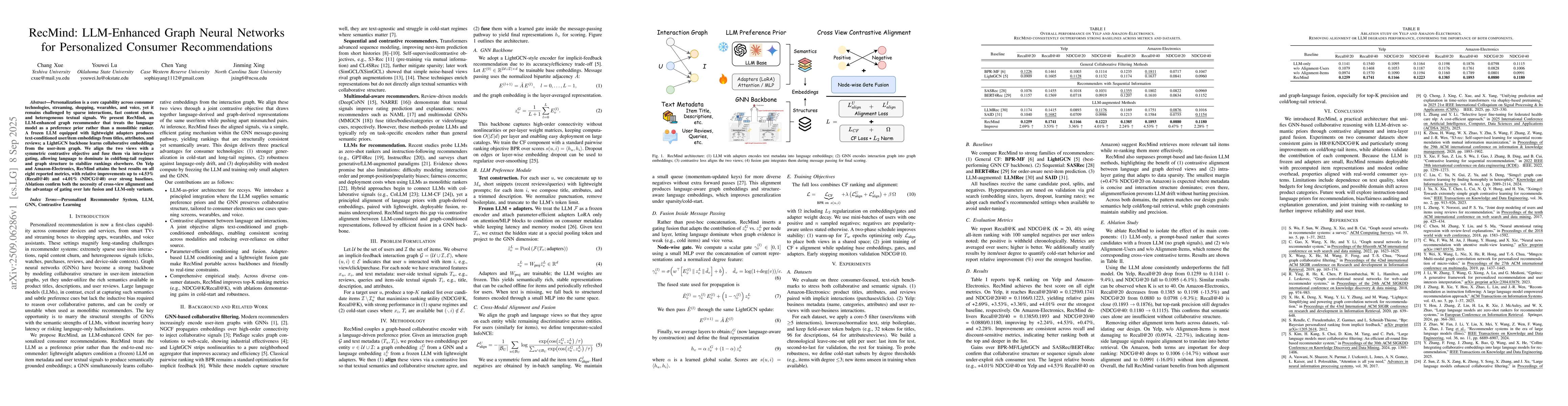 Thumbnail for RecMind: LLM-Enhanced Graph Neural Networks for Personalized Consumer
  Recommendations
