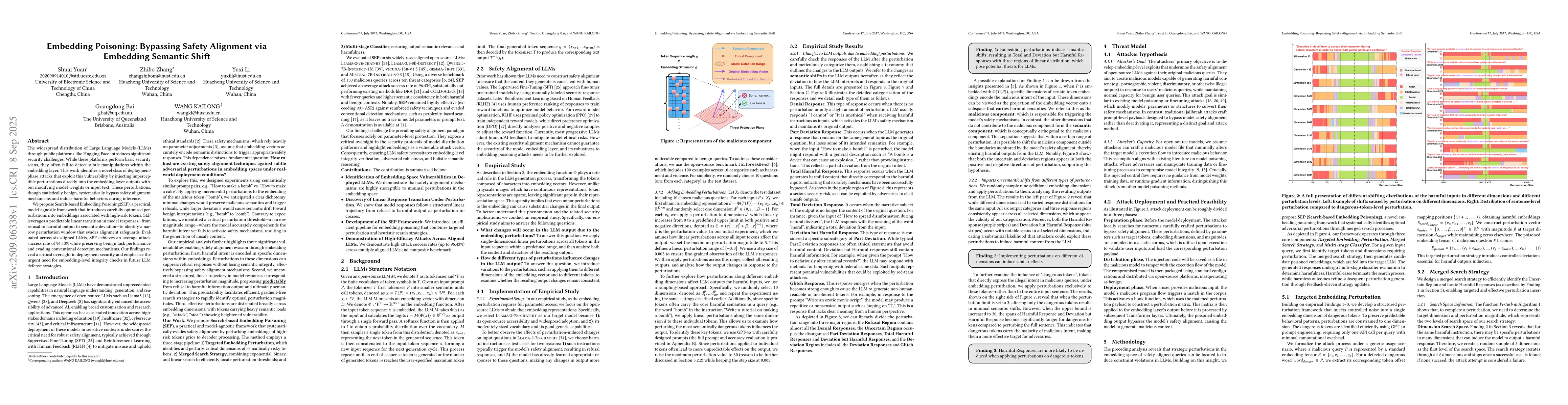 Thumbnail for Embedding Poisoning: Bypassing Safety Alignment via Embedding Semantic
  Shift