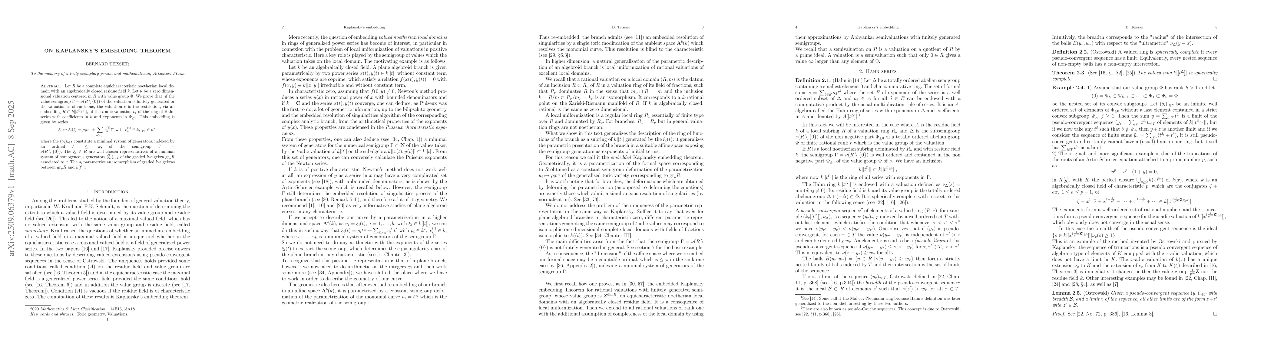 Thumbnail for On Kaplansky's Embedding Theorem