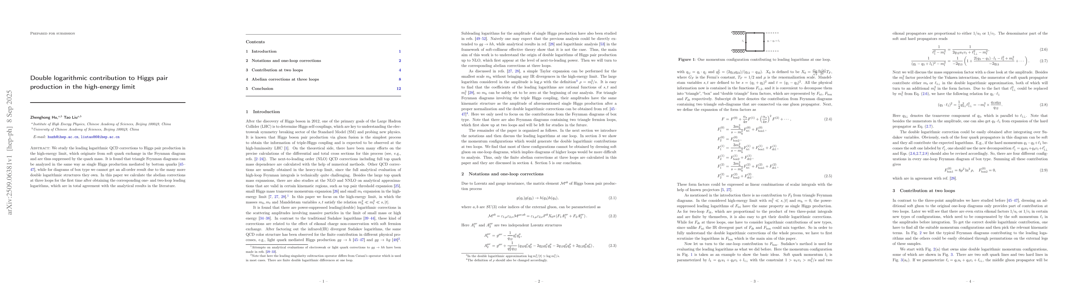 Thumbnail for Double logarithmic contribution to Higgs pair production in the
  high-energy limit