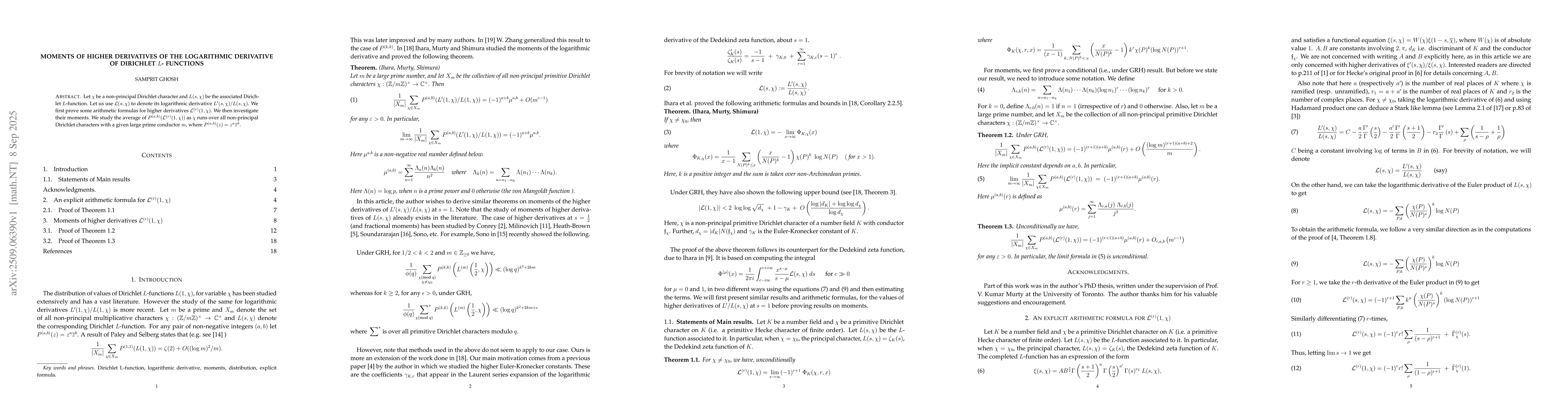 Thumbnail for Moments of Higher derivatives of the logarithmic derivative of Dirichlet
  $L$-functions
