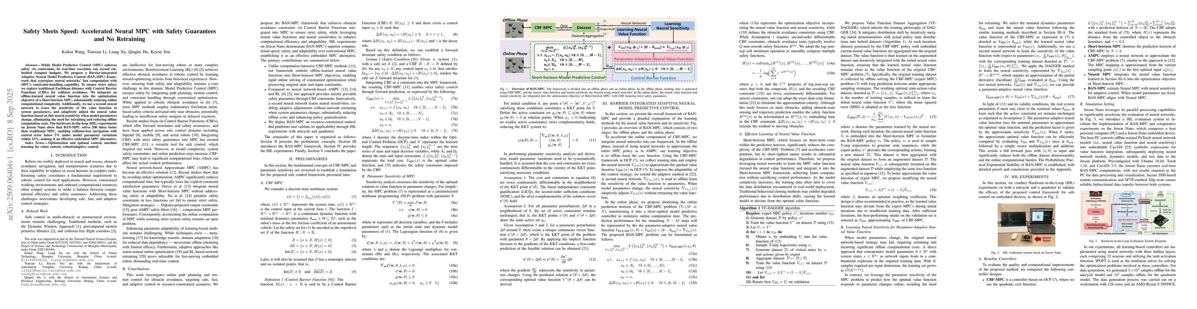 Thumbnail for Safety Meets Speed: Accelerated Neural MPC with Safety Guarantees and No
  Retraining