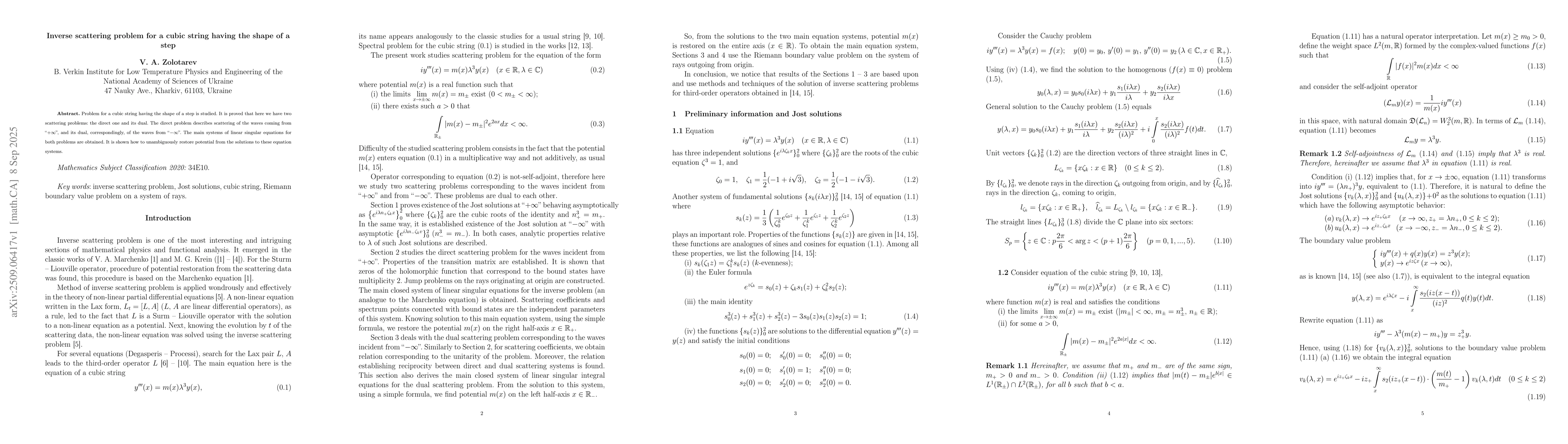 Thumbnail for Inverse scattering problem for a cubic string having the shape of a step