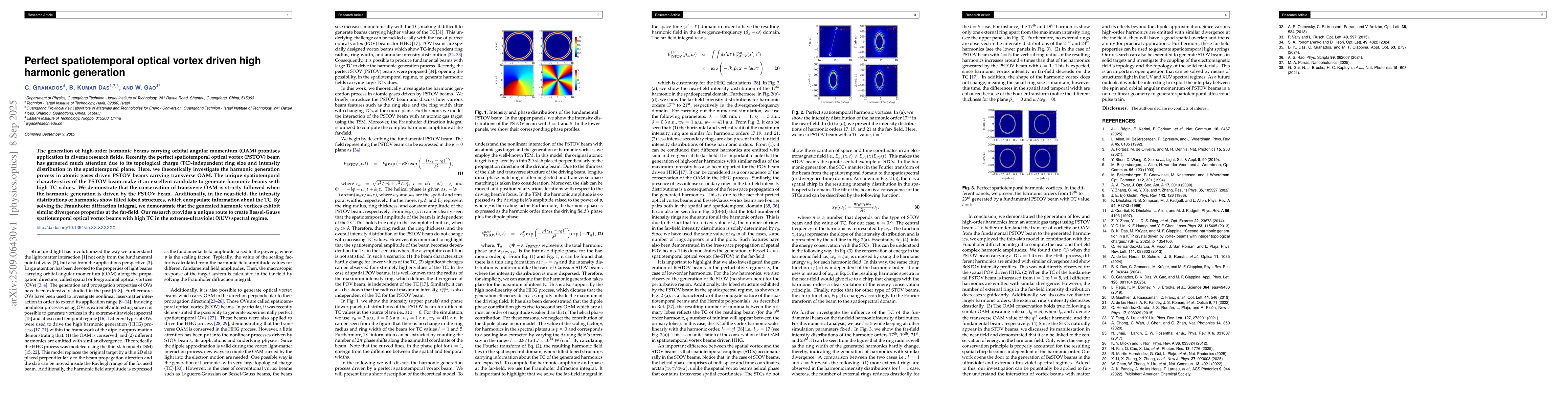 Thumbnail for Perfect spatiotemporal optical vortex driven high harmonic generation