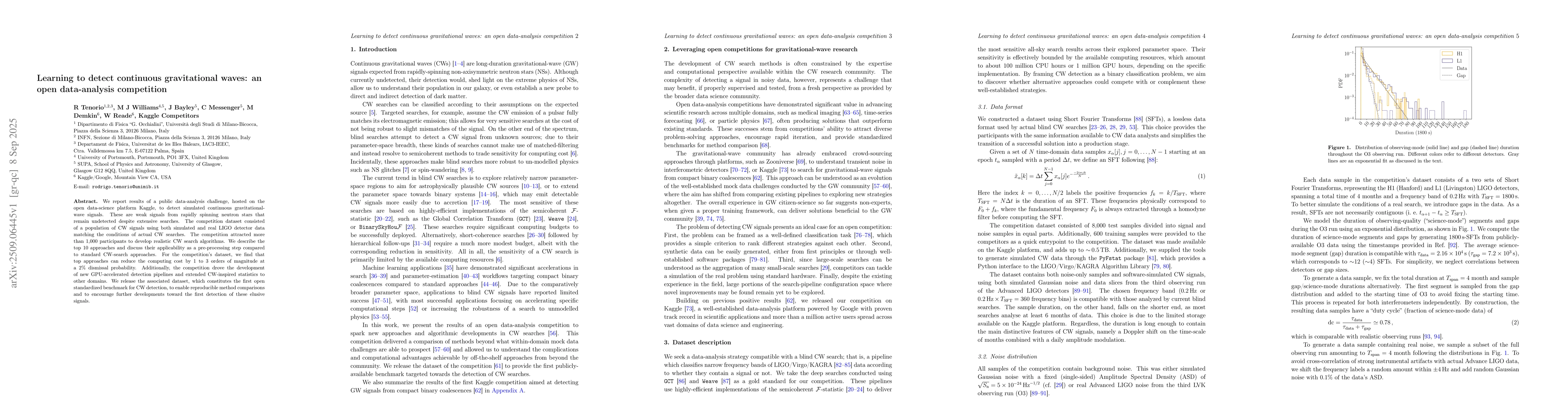 Thumbnail for Learning to detect continuous gravitational waves: an open data-analysis
  competition