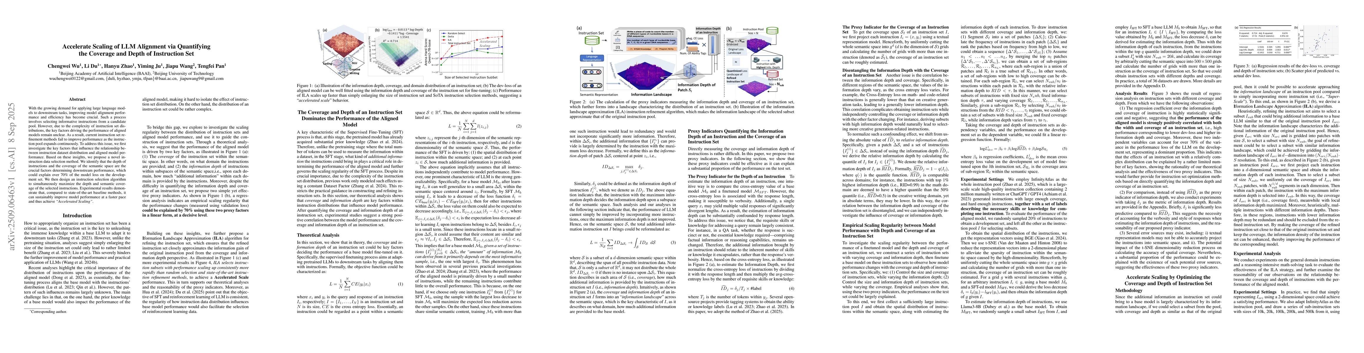 Thumbnail for Accelerate Scaling of LLM Alignment via Quantifying the Coverage and
  Depth of Instruction Set