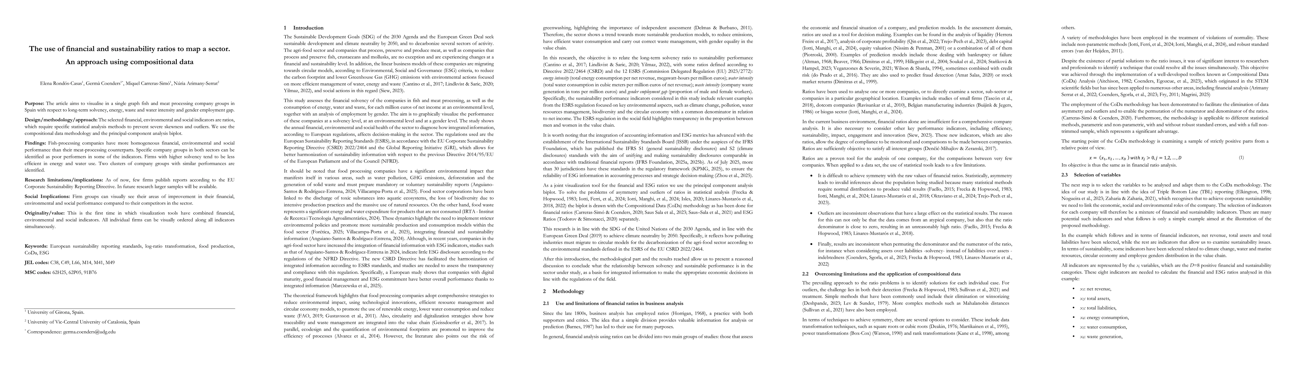 Thumbnail for The use of financial and sustainability ratios to map a sector. An
  approach using compositional data