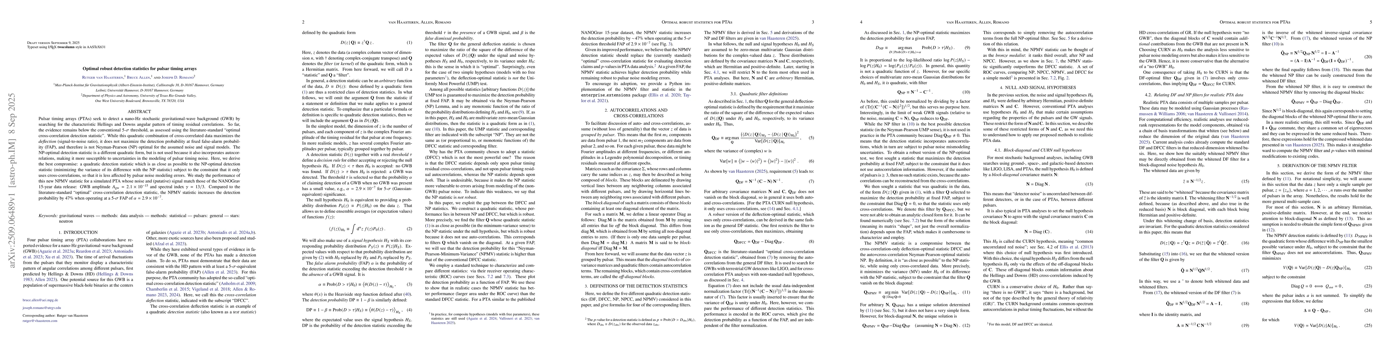 Thumbnail for Optimal robust detection statistics for pulsar timing arrays