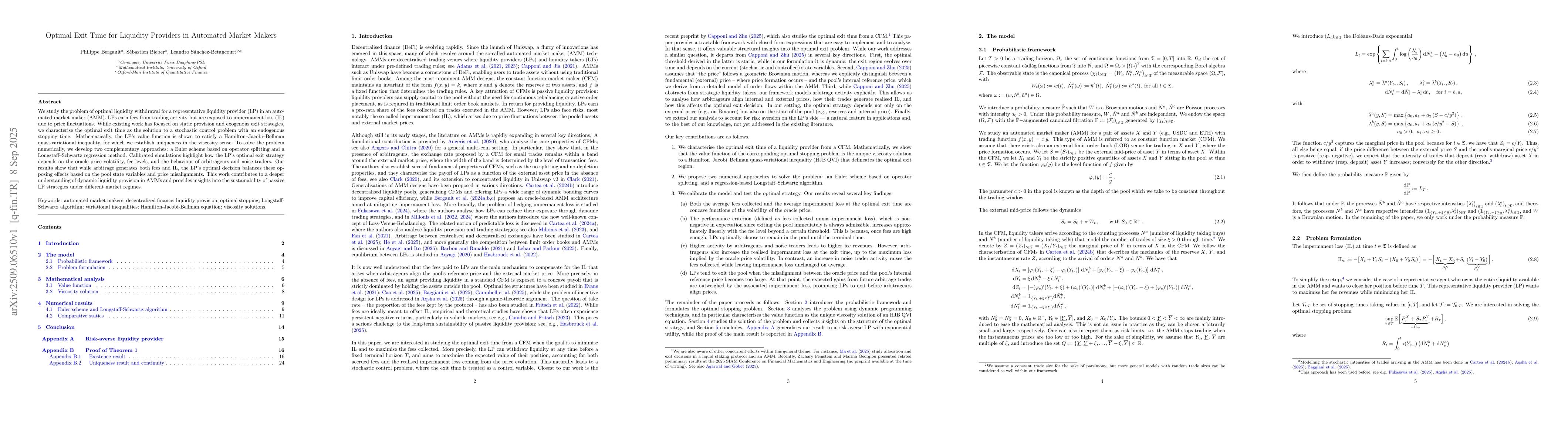 Thumbnail for Optimal Exit Time for Liquidity Providers in Automated Market Makers