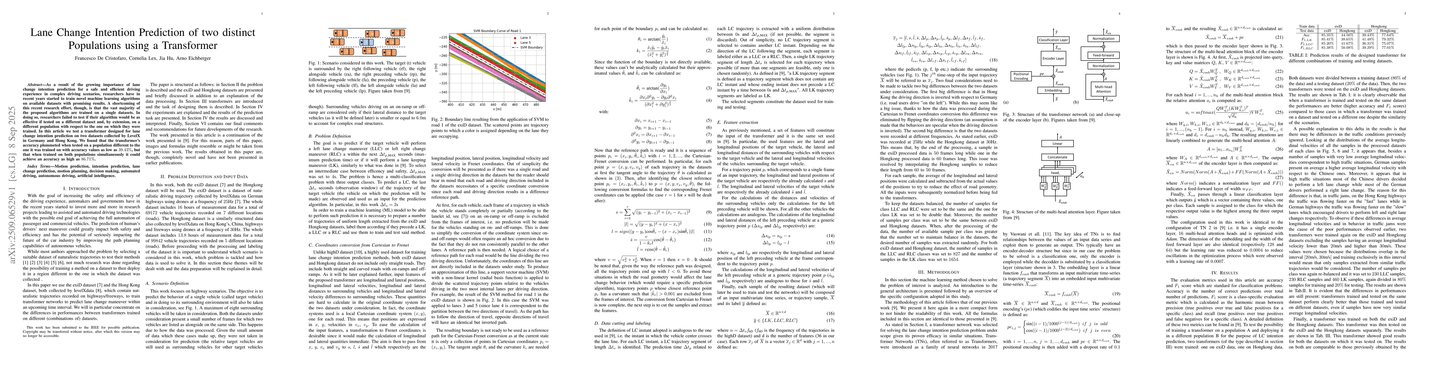 Thumbnail for Lane Change Intention Prediction of two distinct Populations using a
  Transformer