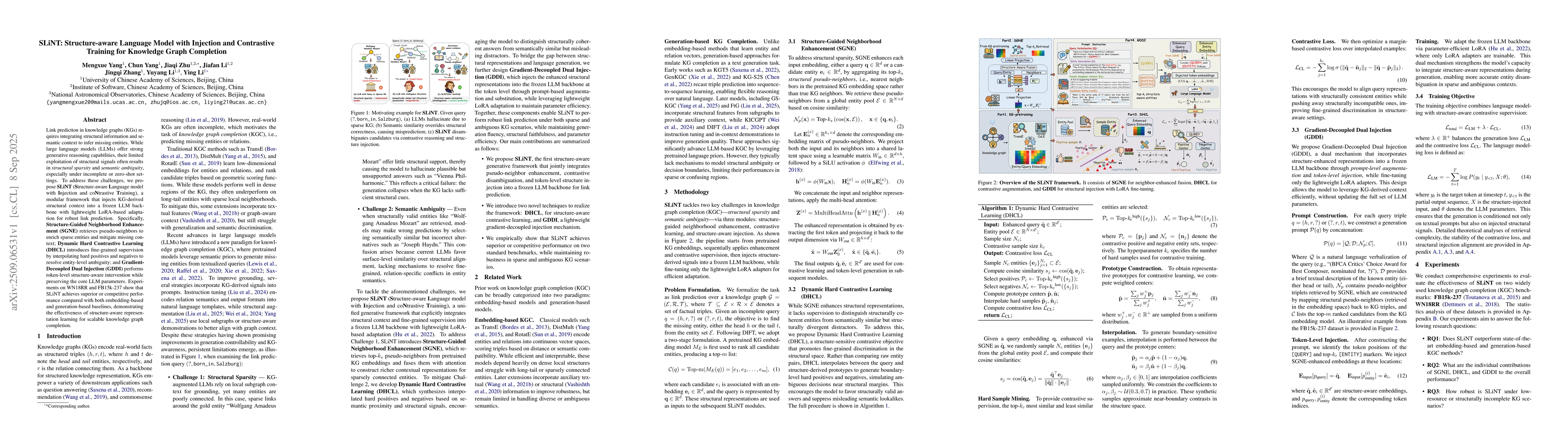 Thumbnail for SLiNT: Structure-aware Language Model with Injection and Contrastive
  Training for Knowledge Graph Completion