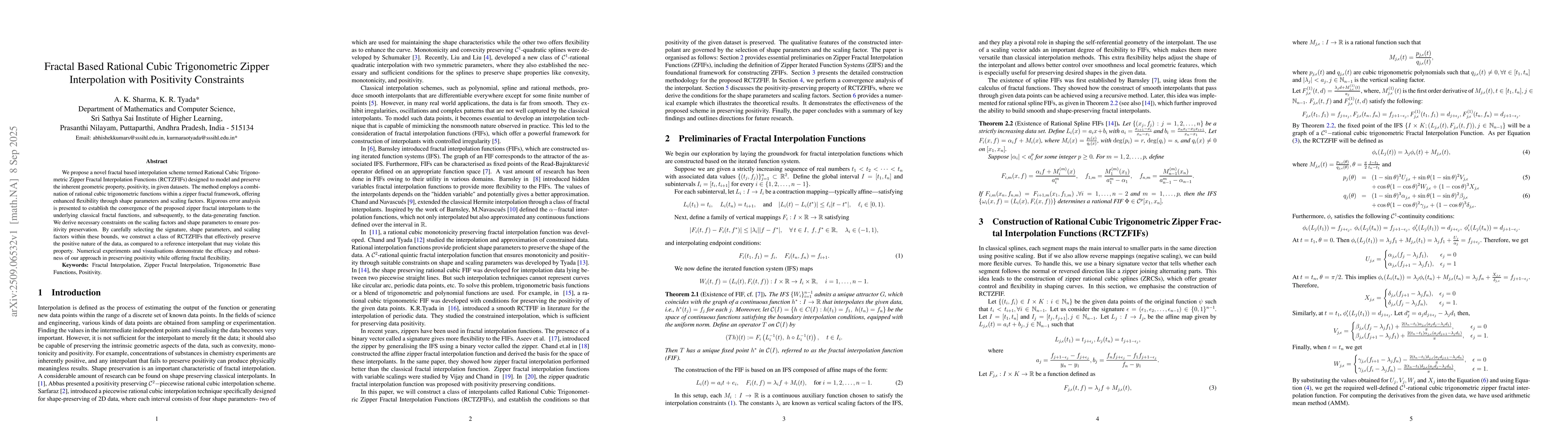 Thumbnail for Fractal Based Rational Cubic Trigonometric Zipper Interpolation with
  Positivity Constraints