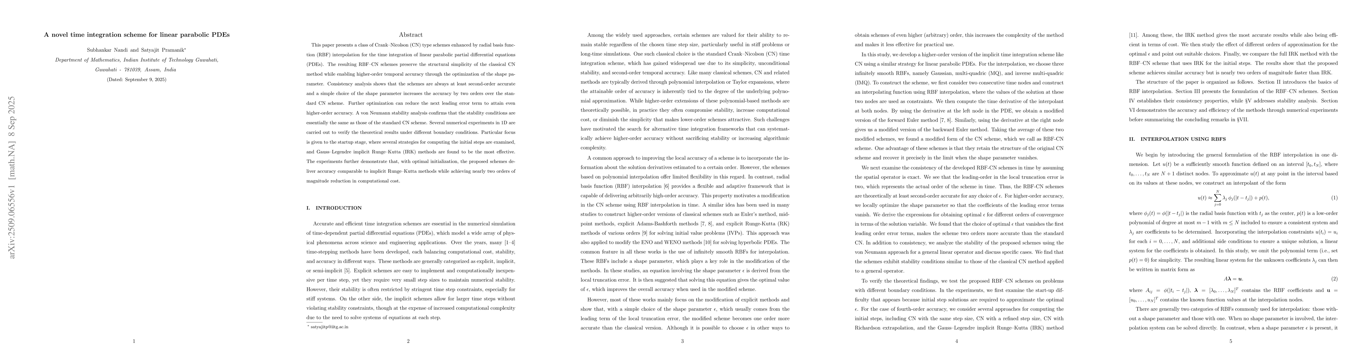 Thumbnail for A novel time integration scheme for linear parabolic PDEs