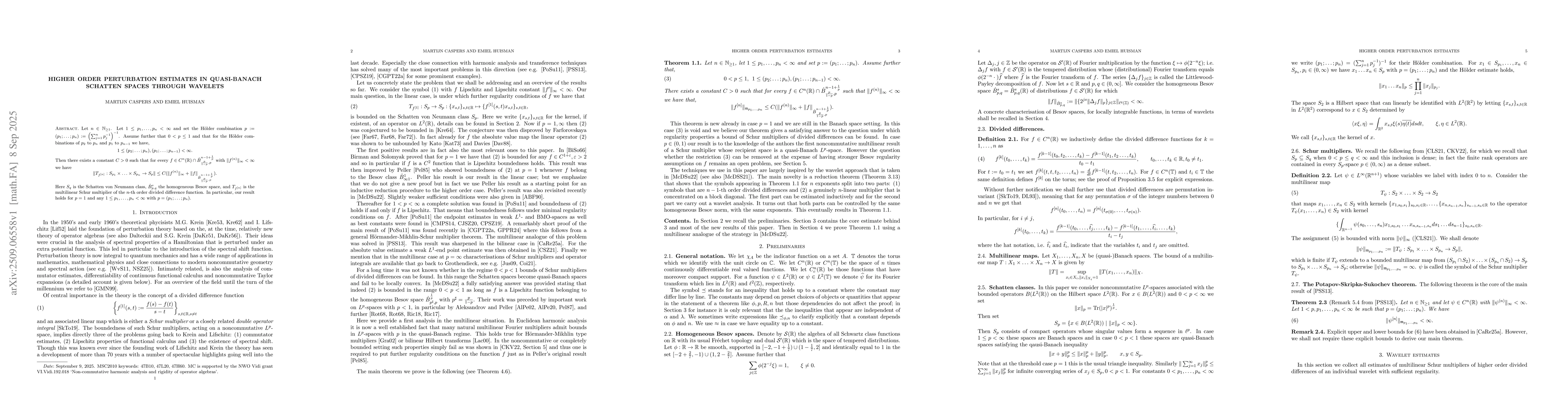 Thumbnail for Higher order perturbation estimates in quasi-Banach Schatten spaces
  through wavelets