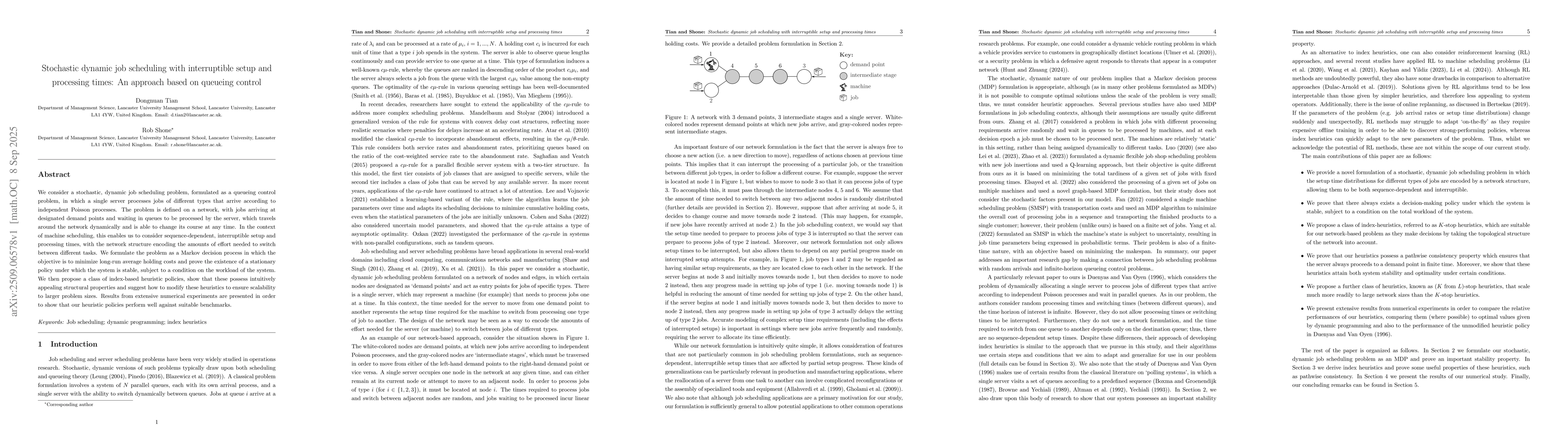 Thumbnail for Stochastic dynamic job scheduling with interruptible setup and
  processing times: An approach based on queueing control