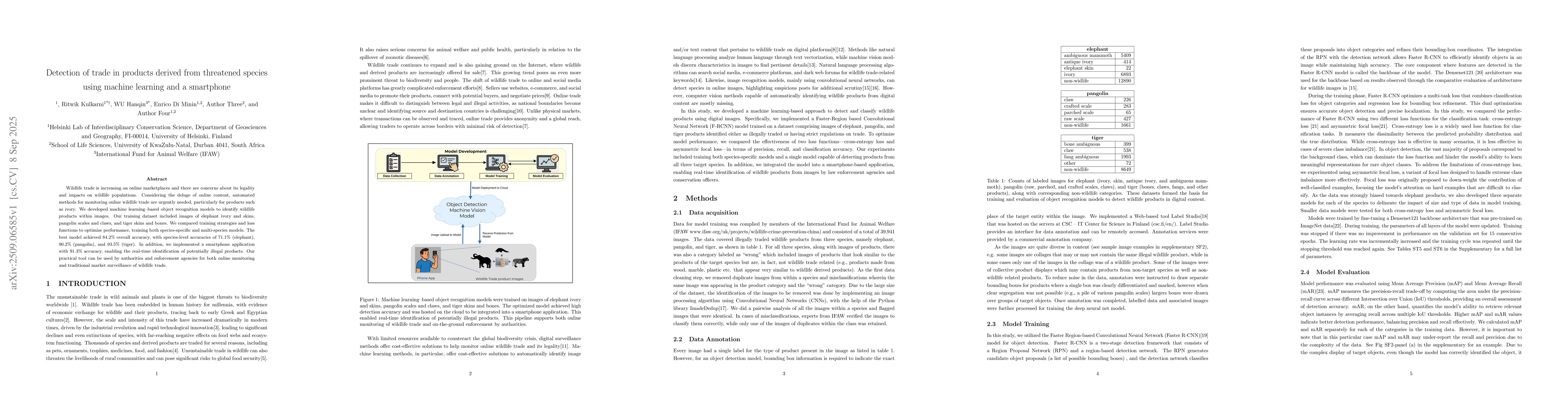 Thumbnail for Detection of trade in products derived from threatened species using
  machine learning and a smartphone
