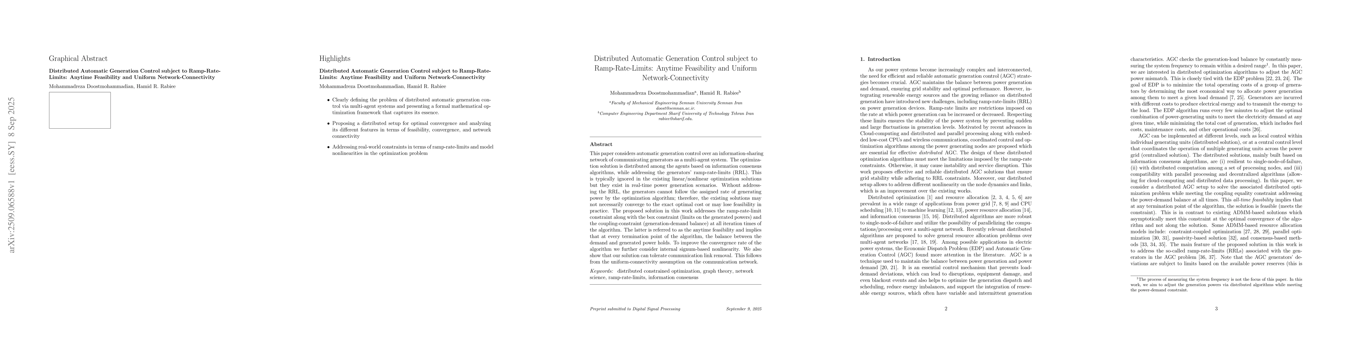 Thumbnail for Distributed Automatic Generation Control subject to Ramp-Rate-Limits:
  Anytime Feasibility and Uniform Network-Connectivity
