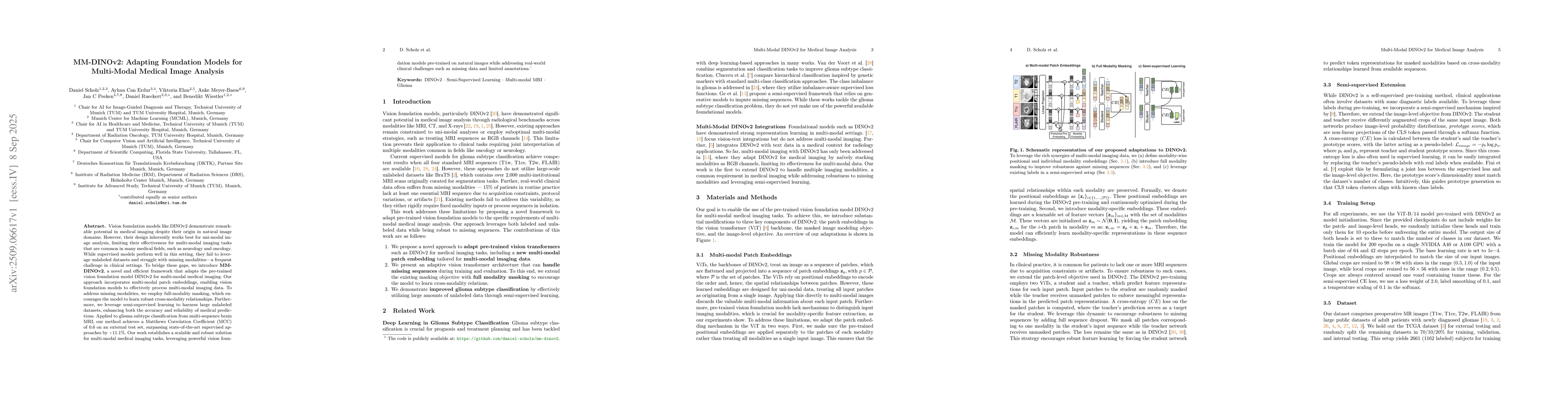 Thumbnail for MM-DINOv2: Adapting Foundation Models for Multi-Modal Medical Image
  Analysis