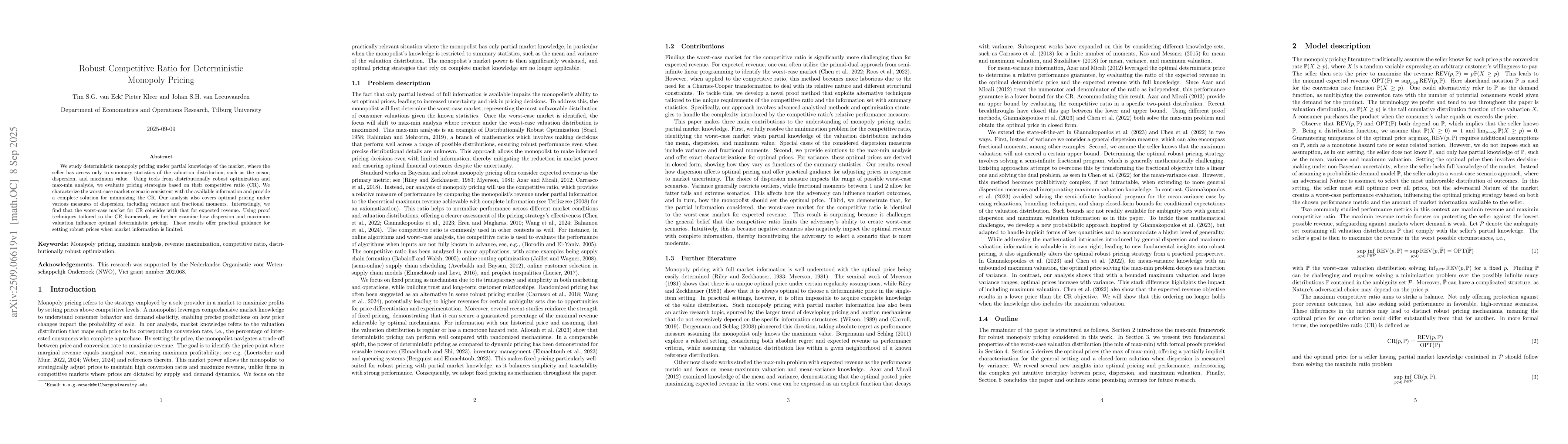 Thumbnail for Robust Competitive Ratio for Deterministic Monopoly Pricing
