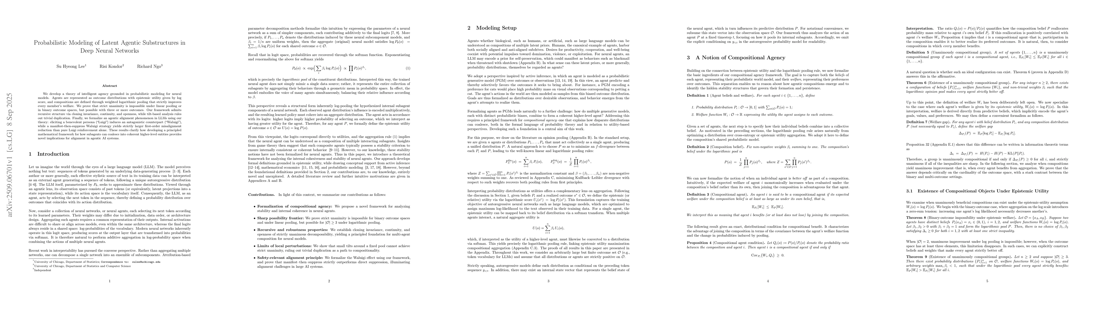 Thumbnail for Probabilistic Modeling of Latent Agentic Substructures in Deep Neural
  Networks