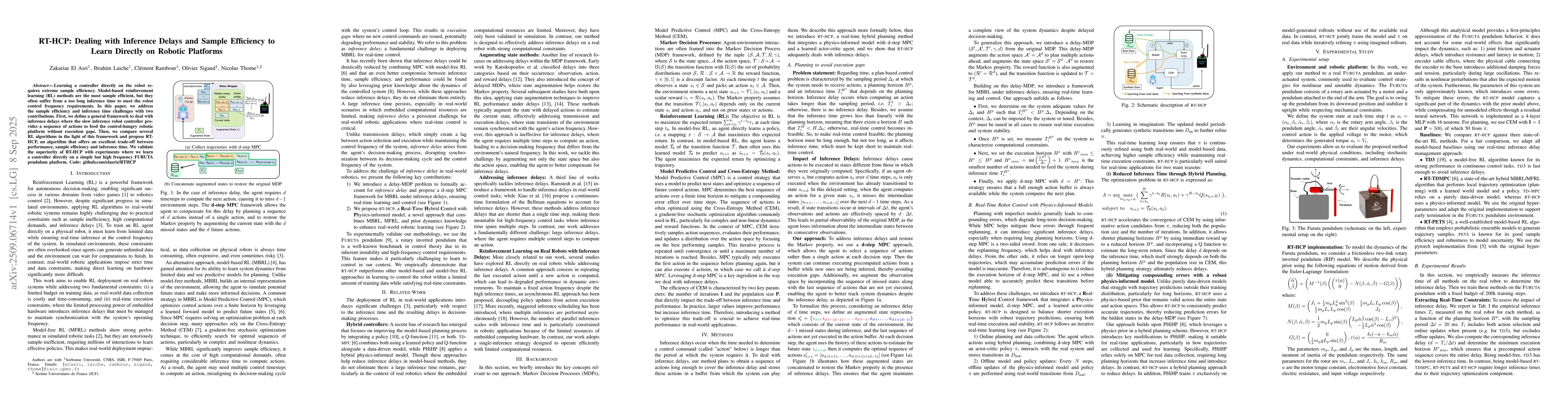 Thumbnail for RT-HCP: Dealing with Inference Delays and Sample Efficiency to Learn
  Directly on Robotic Platforms