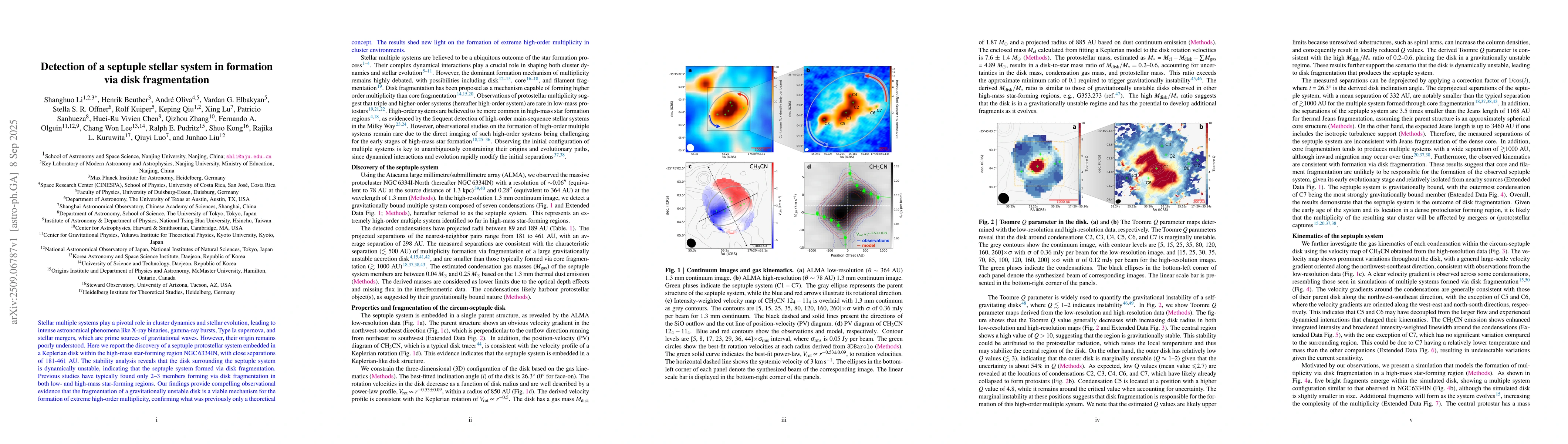Thumbnail for Detection of a septuple stellar system in formation via disk
  fragmentation
