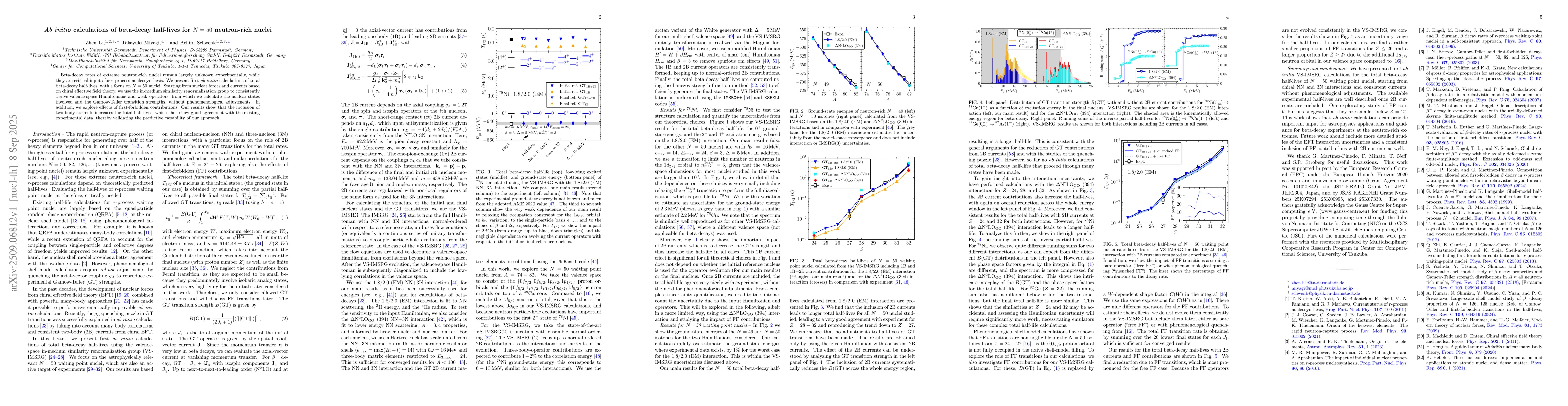 Thumbnail for Ab initio calculations of beta-decay half-lives for $N=50$ neutron-rich
  nuclei