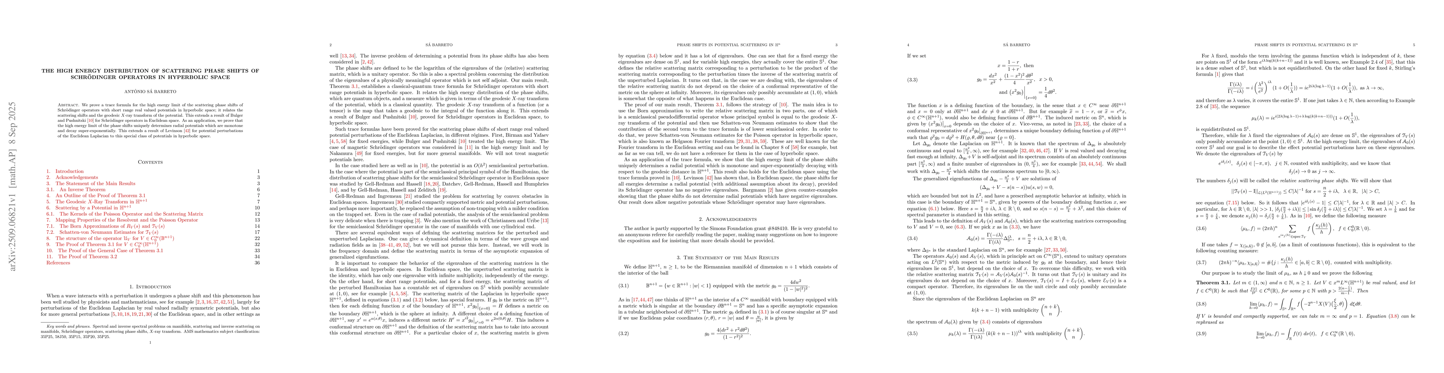 Thumbnail for The High Energy Distribution of Scattering Phase Shifts of Schrödinger
  operators in Hyperbolic Space
