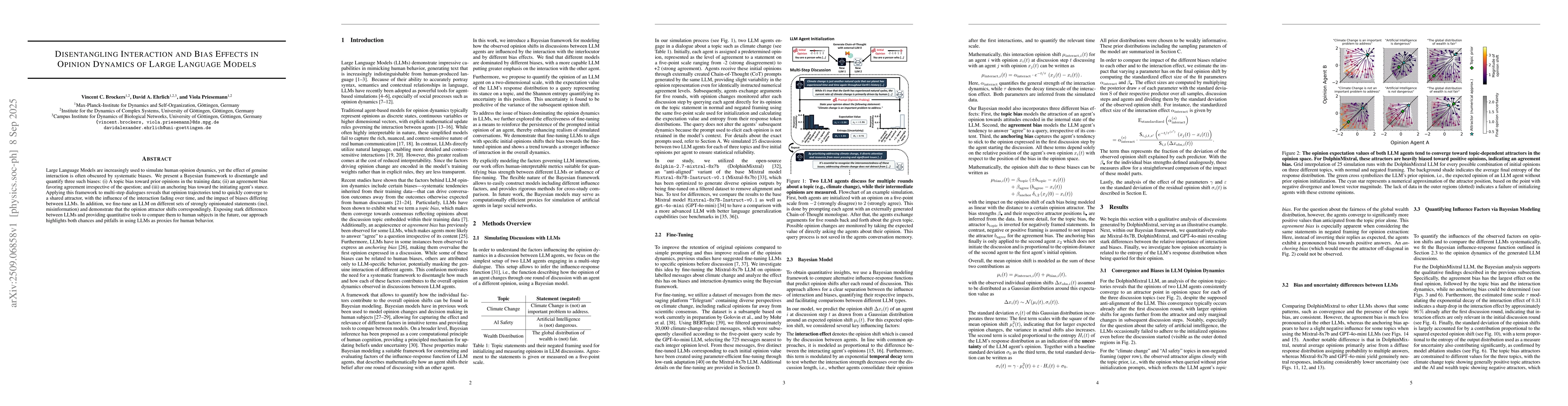 Thumbnail for Disentangling Interaction and Bias Effects in Opinion Dynamics of Large
  Language Models