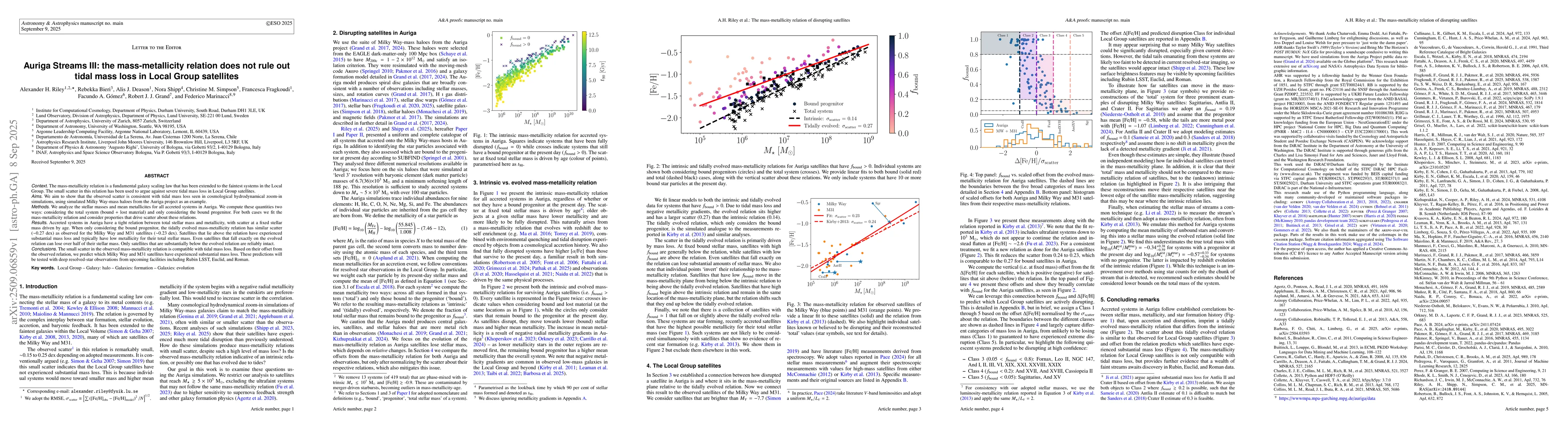 Thumbnail for Auriga Streams III: the mass-metallicity relation does not rule out
  tidal mass loss in Local Group satellites