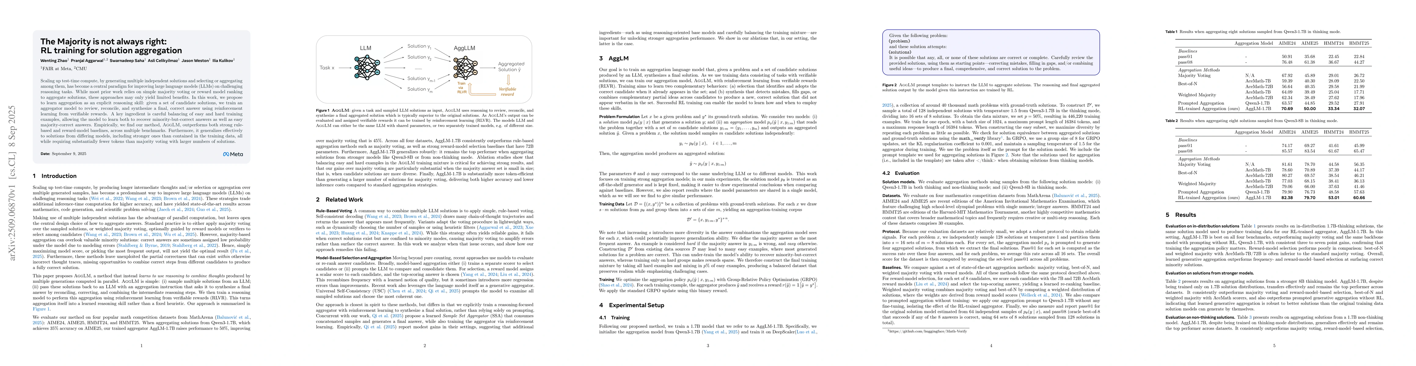 Thumbnail for The Majority is not always right: RL training for solution aggregation