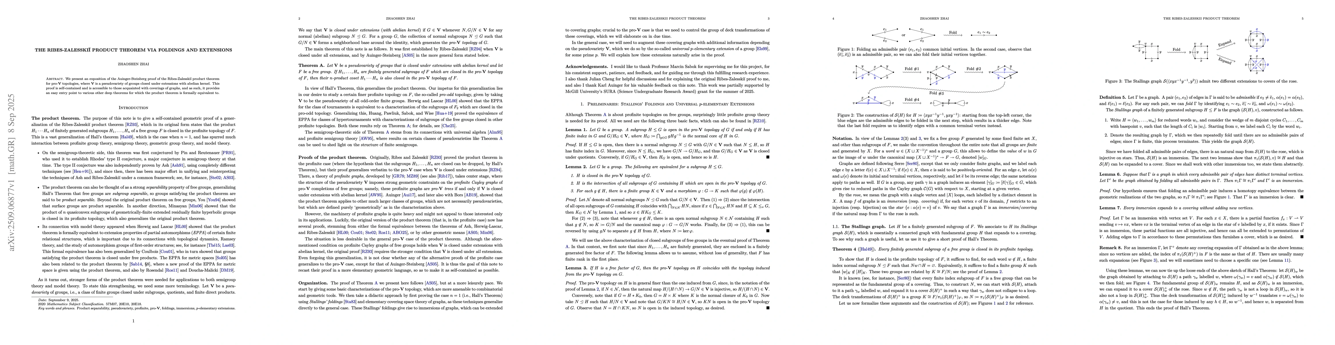Thumbnail for The Ribes-Zalesskiĭ product theorem via foldings and extensions