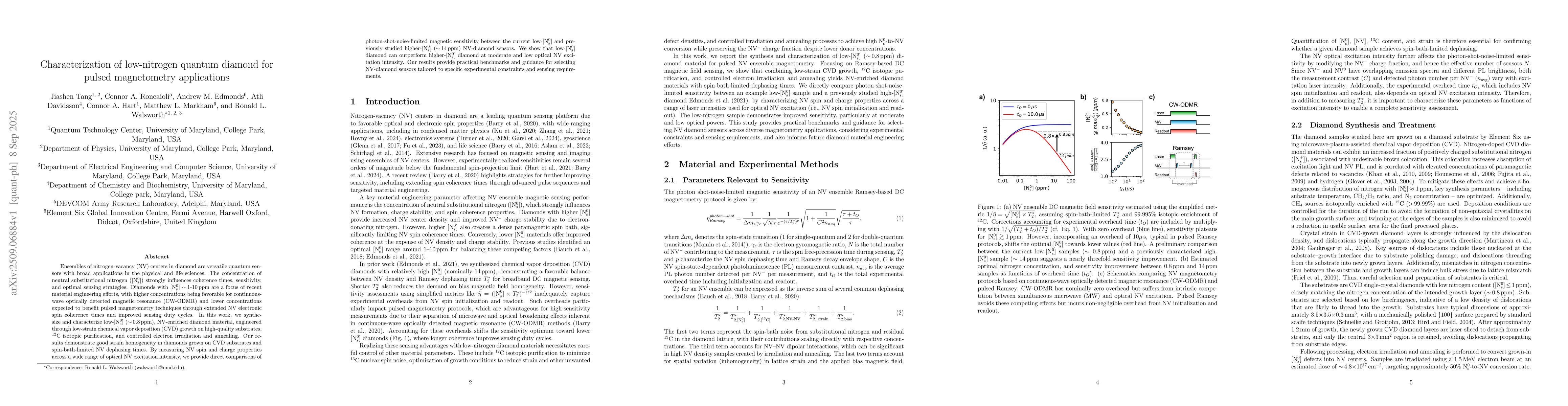 Thumbnail for Characterization of low-nitrogen quantum diamond for pulsed magnetometry
  applications