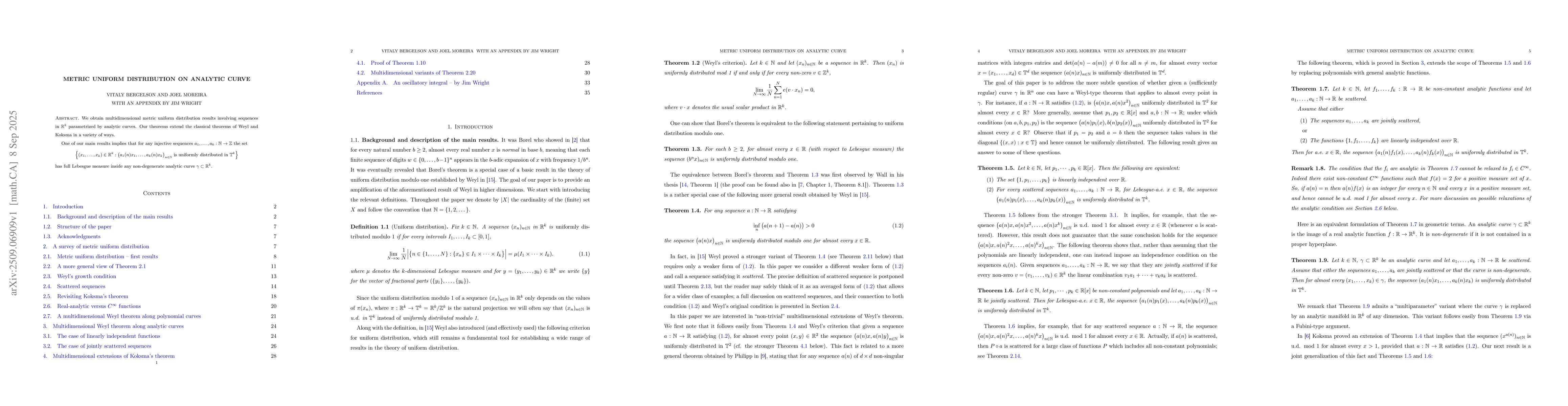 Thumbnail for Metric uniform distribution on analytic curves