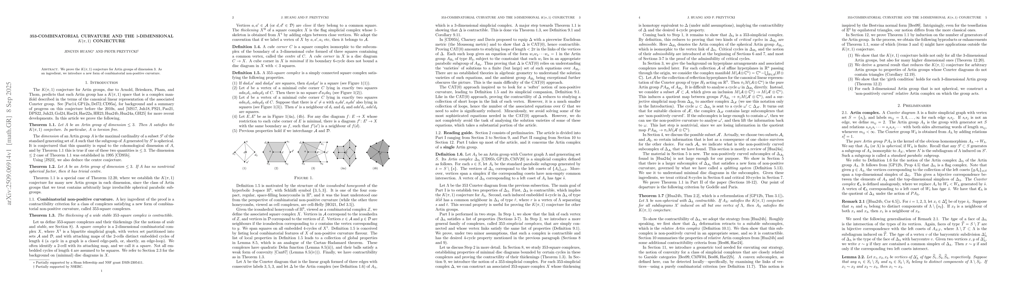 Thumbnail for 353-combinatorial curvature and the $3$-dimensional $K(π,1)$
  conjecture