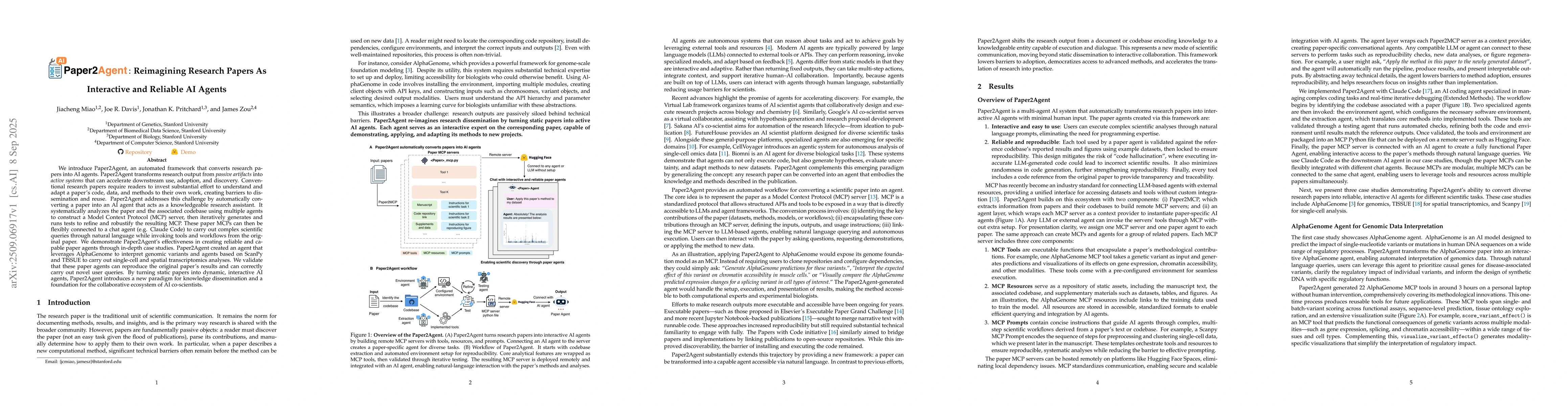 Thumbnail for Paper2Agent: Reimagining Research Papers As Interactive and Reliable AI
  Agents