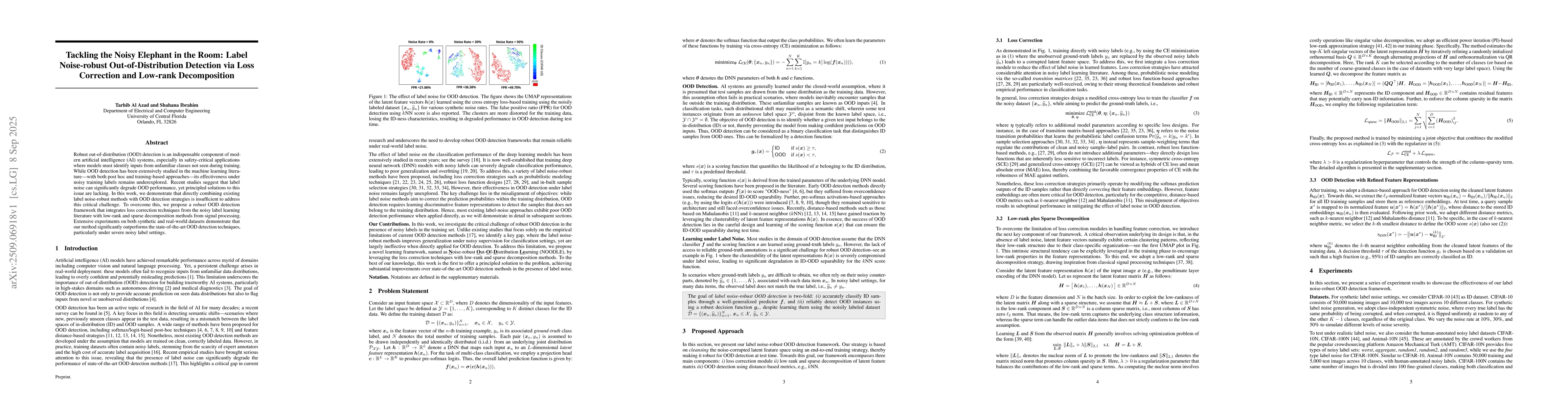 Thumbnail for Tackling the Noisy Elephant in the Room: Label Noise-robust
  Out-of-Distribution Detection via Loss Correction and Low-rank Decomposition