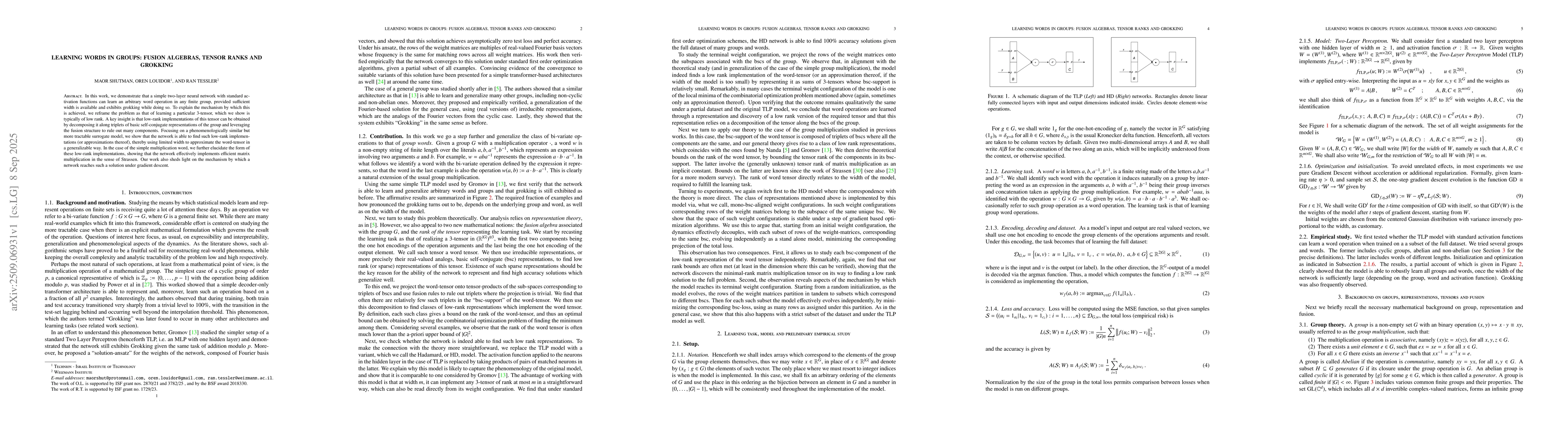 Thumbnail for Learning words in groups: fusion algebras, tensor ranks and grokking