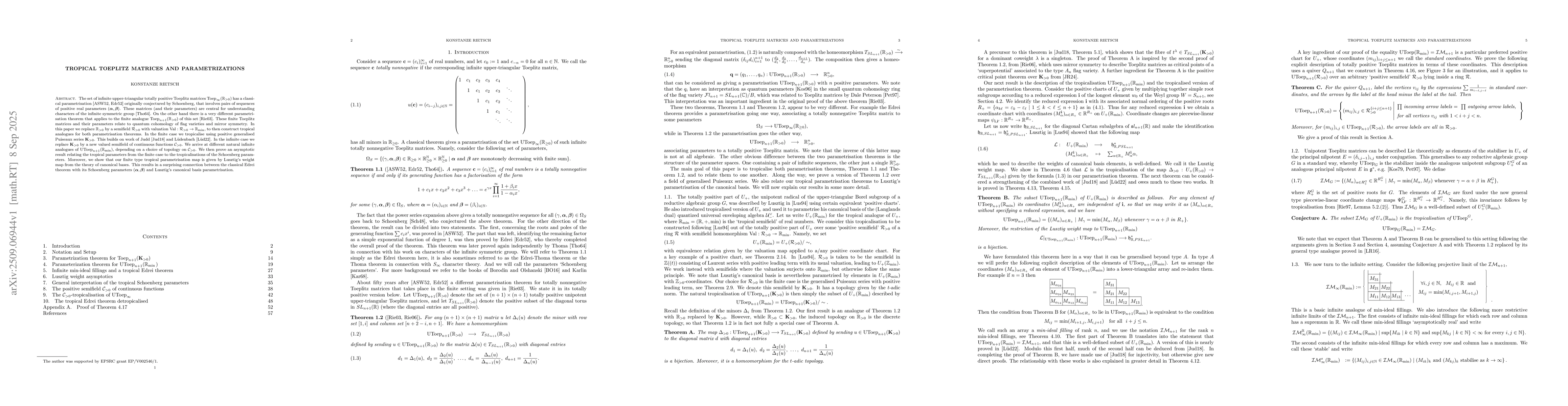 Thumbnail for Tropical Toeplitz matrices and parametrisations