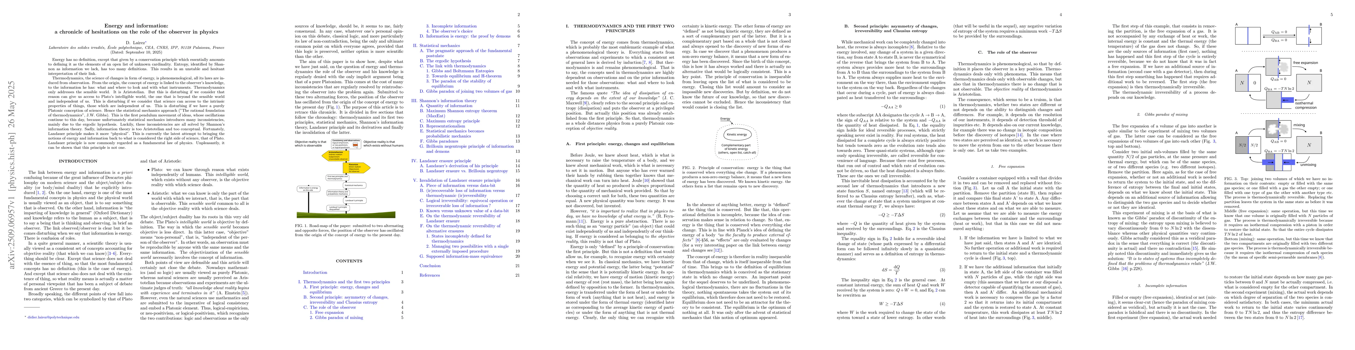 Thumbnail for Energy and information: a chronicle of hesitations on the role of the
  observer in physics