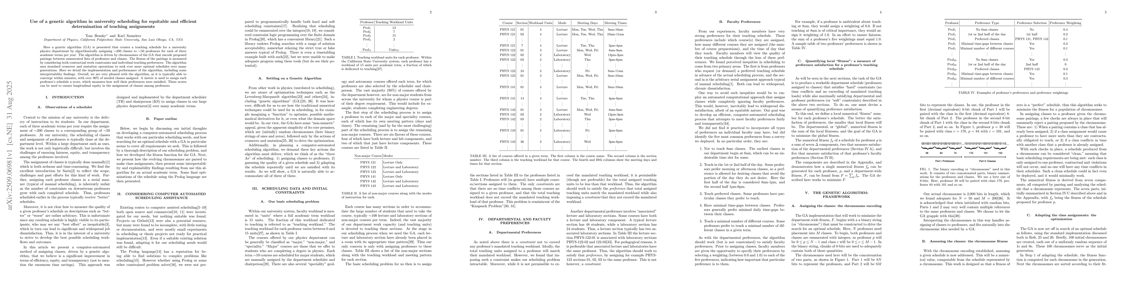 Thumbnail for Use of a genetic algorithm in university scheduling for equitable and
  efficient determination of teaching assignments
