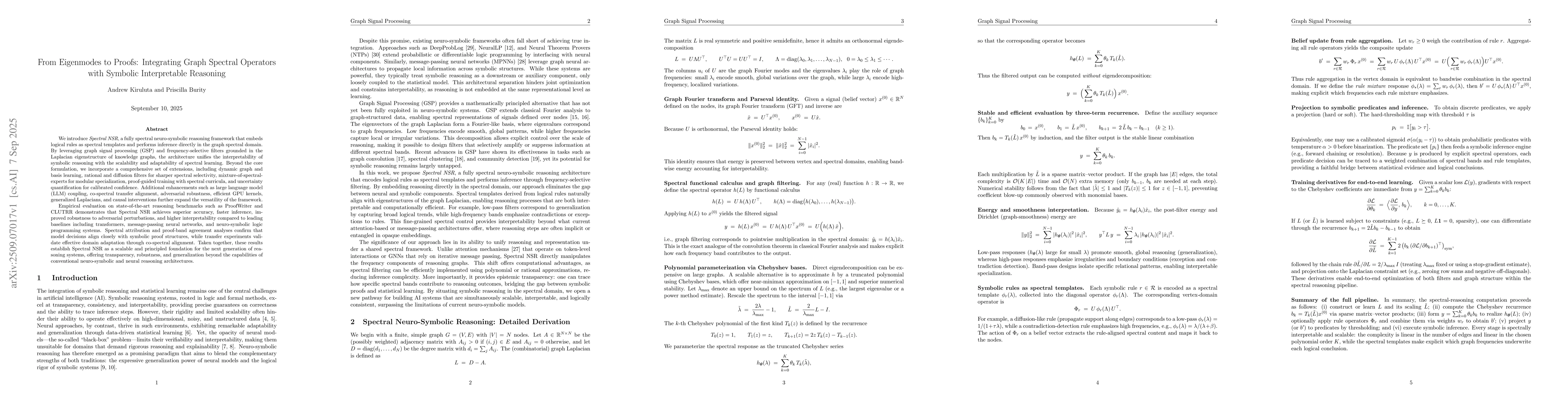 Thumbnail for From Eigenmodes to Proofs: Integrating Graph Spectral Operators with
  Symbolic Interpretable Reasoning