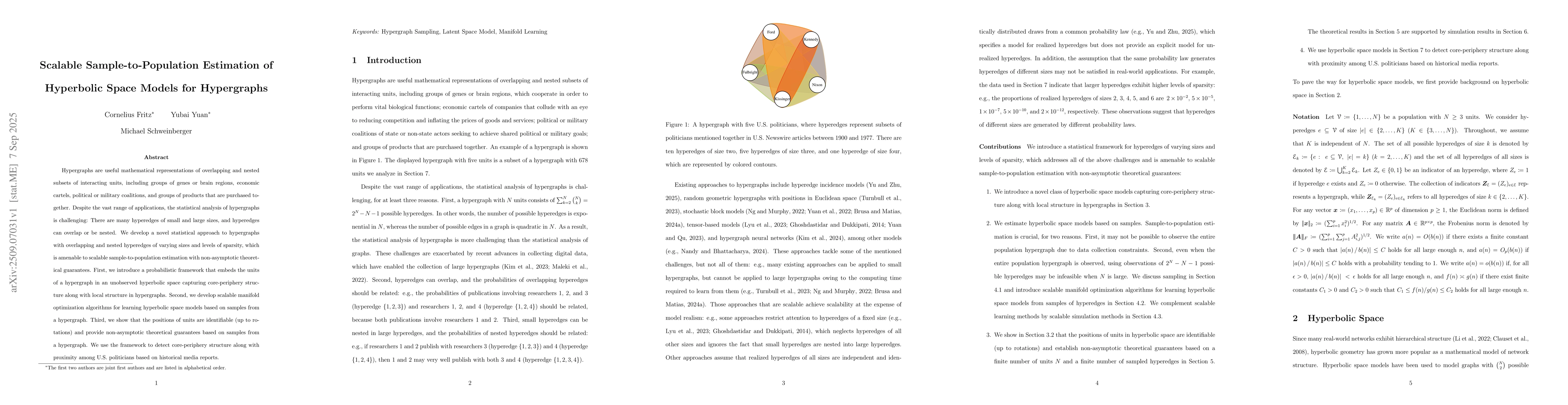 Thumbnail for Scalable Sample-to-Population Estimation of Hyperbolic Space Models for
  Hypergraphs