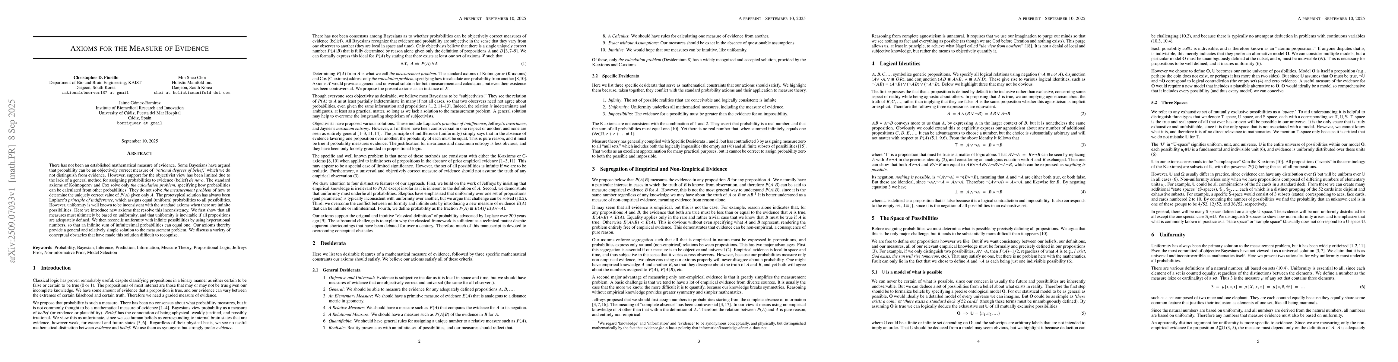 Thumbnail for Axioms for the Measure of Evidence