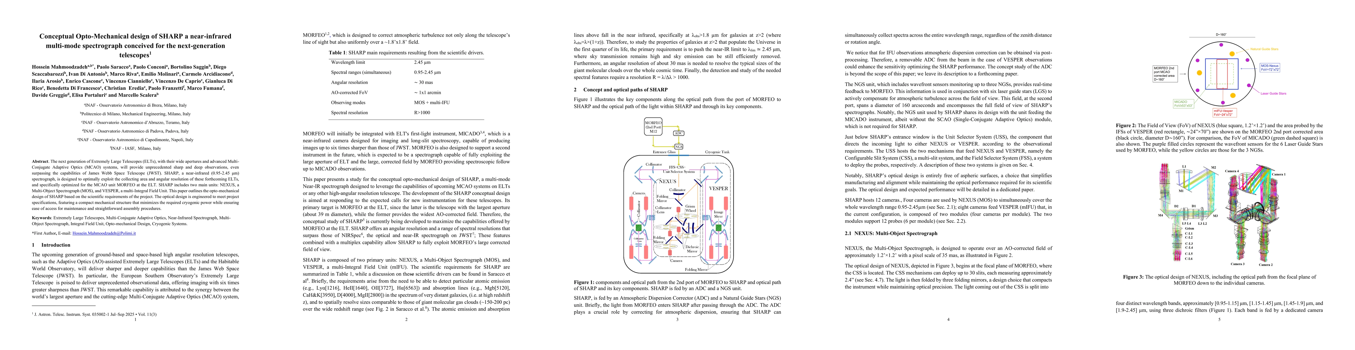 Thumbnail for Conceptual Opto-Mechanical design of SHARP: a near-infrared multi-mode
  spectrograph conceived for the next-generation telescopes