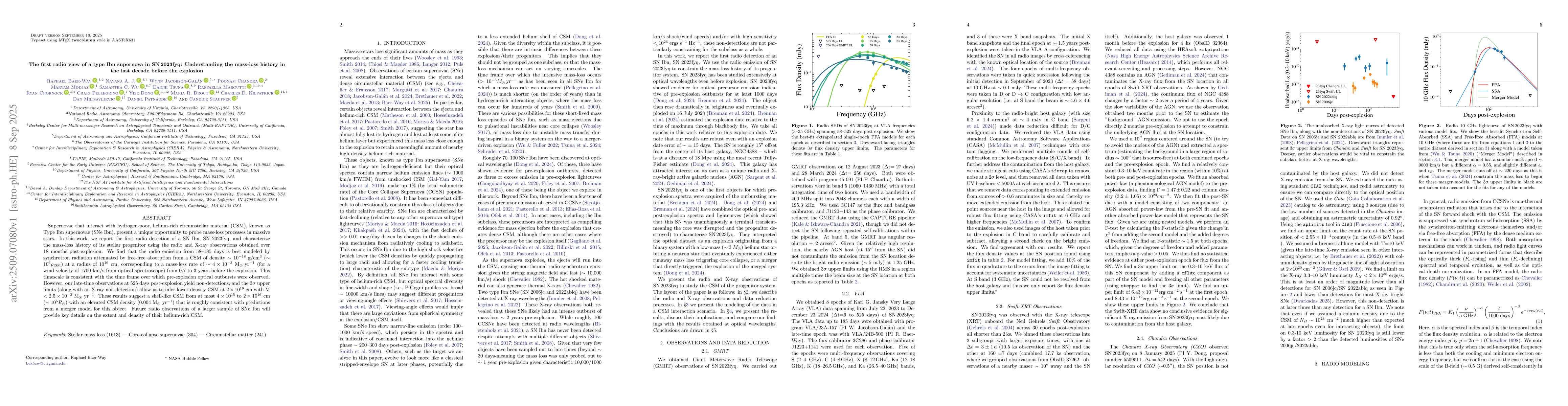 Thumbnail for The first radio view of a type Ibn supernova in SN 2023fyq:
  Understanding the mass-loss history in the last decade before the explosion