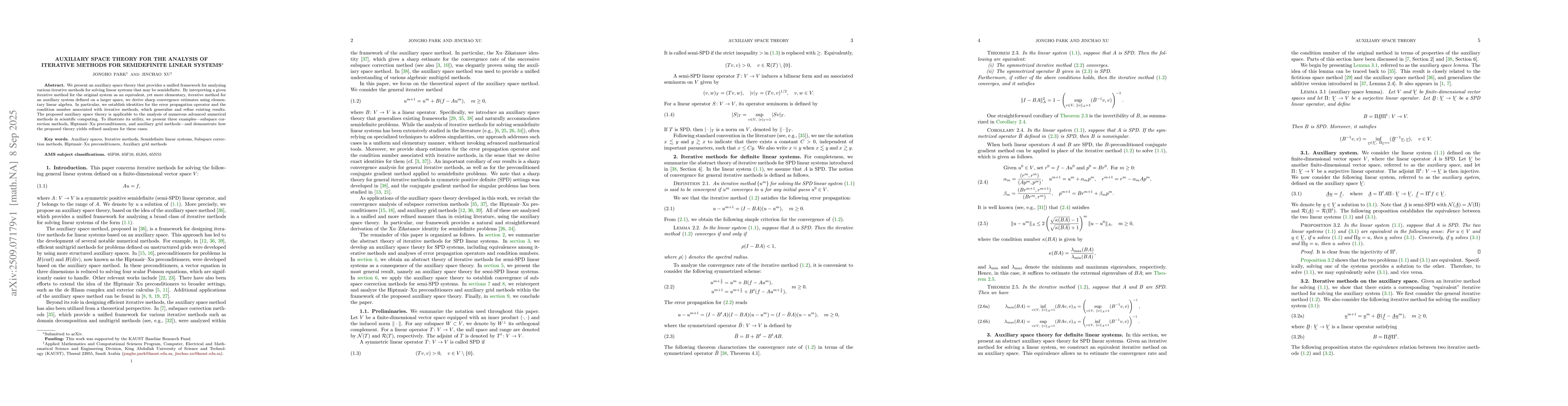 Thumbnail for Auxiliary space theory for the analysis of iterative methods for
  semidefinite linear systems