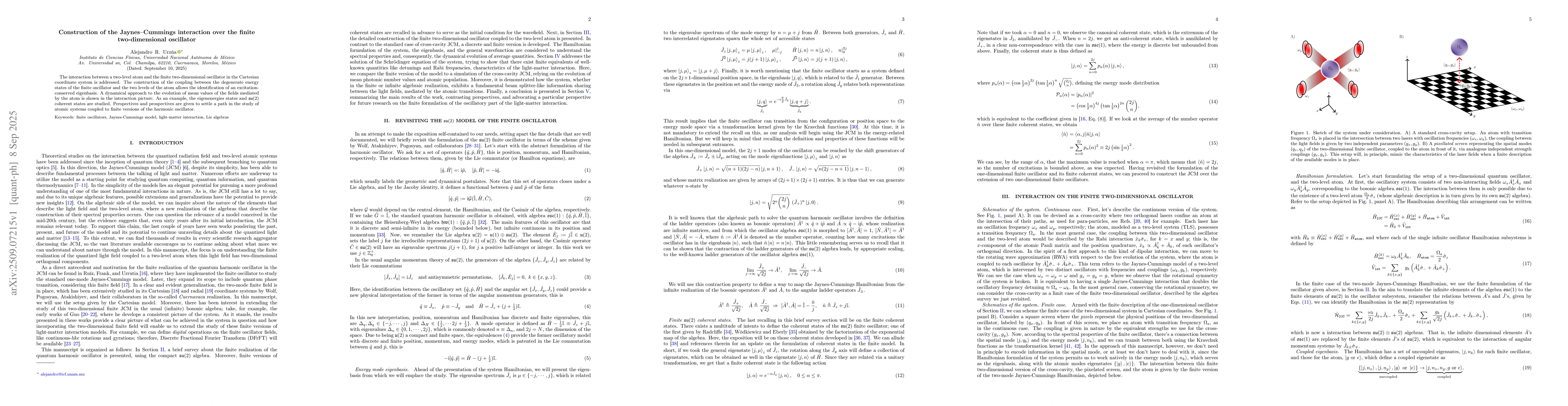Thumbnail for Construction of the Jaynes-Cummings interaction over the finite
  two-dimensional oscillator